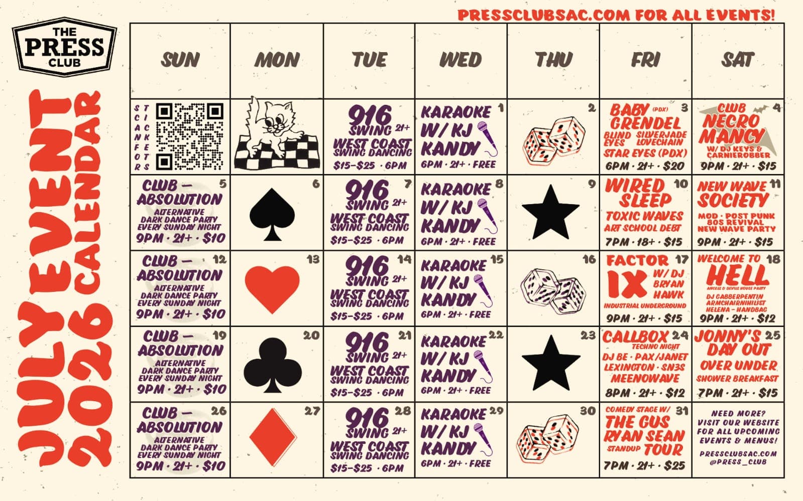 Press Club July Calendar